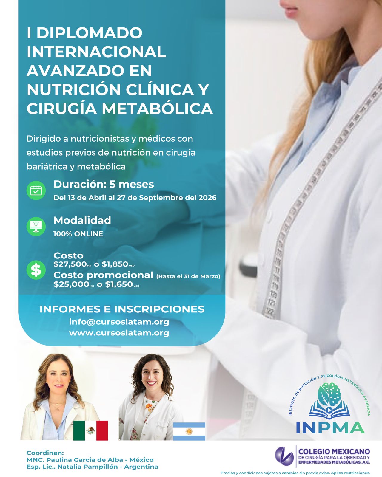 I Diplomado Internacional Avanzado en Nutrición Clínica y Cirugía Metabólica